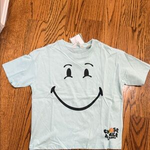 BNWT H&M Girls Light Blue Smiley Face Tee